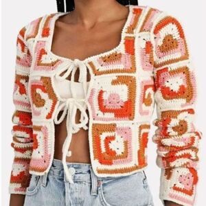 Sea New York Hayden Crochet Wool Blend Cardigan Sweater NWT